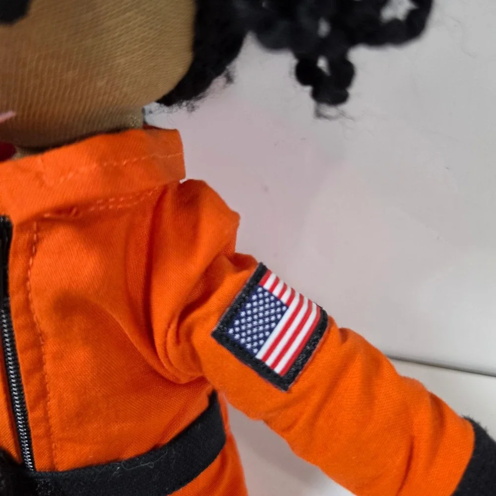 Harperiman Handmade‎ Cloth Astronaut Doll Orange Flight Suit NASA Style 14 Inch